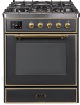 Ilve Majestic II Collection UM30DNE3MGGLP - 30 Inch Freestanding Dual Fuel Range in Front View