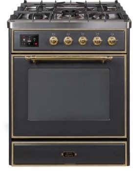 Ilve Majestic II Collection UM30DNE3MGG - 30 Inch Matte Graphite Natural Gas Freestanding Range