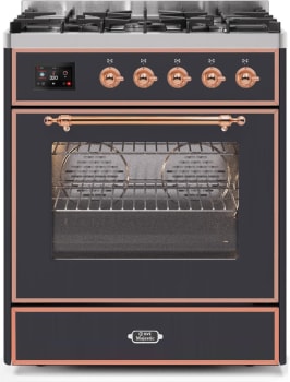 Ilve Majestic II Collection UM30DNE3MGP - 30 Inch Matte Graphite Natural Gas Freestanding Range