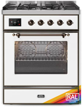 Ilve Majestic II Collection UM30DNE3RABLP - 30 Inch Freestanding Dual Fuel Range in Front View