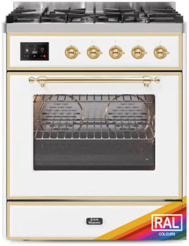 Ilve Majestic II Collection UM30DNE3RAGLP - 30 Inch Freestanding Dual Fuel Range in Front View