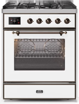 Ilve Majestic II Collection UM30DNE3WHB - 30 Inch White Natural Gas Freestanding Range
