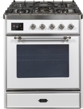 Ilve Majestic II Collection UM30DNE3WHC - 30 Inch White Natural Gas Freestanding Range