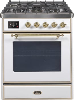 Ilve Majestic II Collection UM30DNE3WHG - 30 Inch White Natural Gas Freestanding Range
