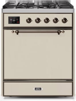 Ilve Majestic II Collection UM30DQNE3AWBLP - 30 Inch Freestanding Dual Fuel Range in Front View