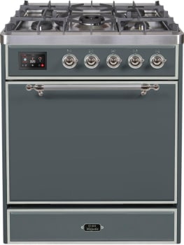 Ilve Majestic II Collection UM30DQNE3BGCLP - Majestic II 30 Inch Dual Fuel Liquid Propane Freestanding Range in Blue Grey with Chrome Trim
