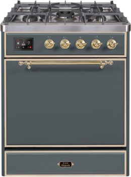Ilve Majestic II Collection UM30DQNE3BGG - 30 Inch Freestanding Dual Fuel Range in Front View