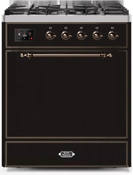 Ilve Majestic II Collection UM30DQNE3BKB - 30 Inch Freestanding Dual Fuel Range in Front View