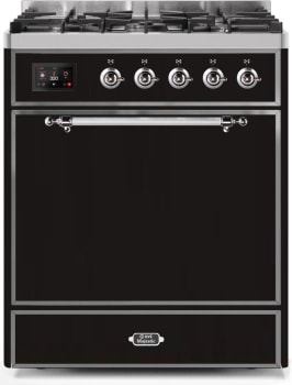 Ilve Majestic II Collection UM30DQNE3BKCLP - 30 Inch Freestanding Dual Fuel Range in Front View