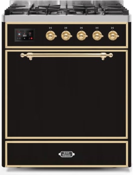 Ilve Majestic II Collection UM30DQNE3BKG - 30 Inch Freestanding Dual Fuel Range in Front View