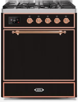 Ilve Majestic II Collection UM30DQNE3BKP - 30 Inch Freestanding Dual Fuel Range in Front View