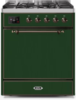 Ilve Majestic II Collection UM30DQNE3EGBLP - 30 Inch Freestanding Dual Fuel Range in Front View