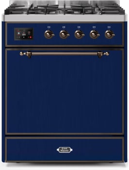 Ilve Majestic II Collection UM30DQNE3MBB - 30 Inch Freestanding Dual Fuel Range in Front View