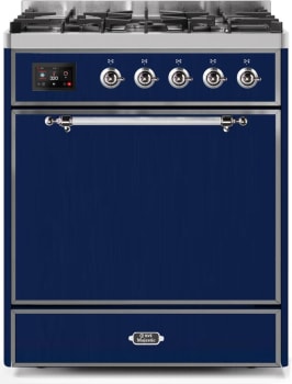 Ilve Majestic II Collection UM30DQNE3MBC - 30 Inch Freestanding Dual Fuel Range in Front View