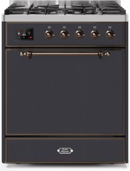 Ilve Majestic II Collection UM30DQNE3MGBLP - 30 Inch Freestanding Dual Fuel Range in Front View