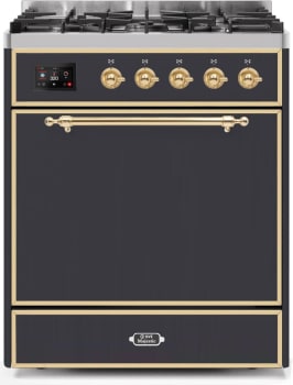 Ilve Majestic II Collection UM30DQNE3MGG - 30 Inch Freestanding Dual Fuel Range in Front View
