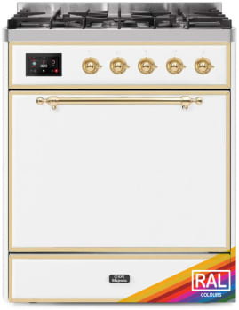 Ilve Majestic II Collection UM30DQNE3RAGLP - 30 Inch Freestanding Dual Fuel Range in Front View