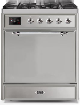 Ilve Majestic II Collection UM30DQNE3SSC - 30 Inch Freestanding Dual Fuel Range in Front View