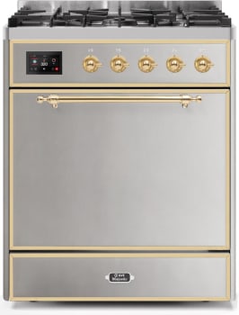 Ilve Majestic II Collection UM30DQNE3SSG - 30 Inch Freestanding Dual Fuel Range in Front View