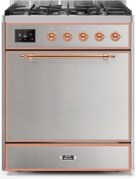 Ilve Majestic II Collection UM30DQNE3SSP - 30 Inch Freestanding Dual Fuel Range in Front View