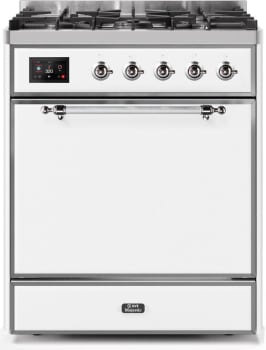 Ilve Majestic II Collection UM30DQNE3WHC - 30 Inch Freestanding Dual Fuel Range in Front View