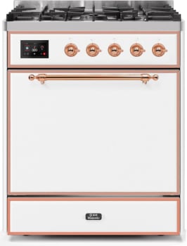 Ilve Majestic II Collection UM30DQNE3WHP - 30 Inch Freestanding Dual Fuel Range in Front View