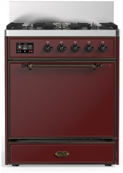 Ilve Majestic III Collection UM30QNR3BUBLP - 30 inch Dual Fuel Range with 5 Black Brass Burners