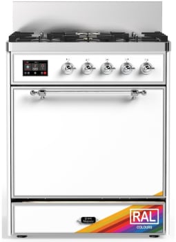 Ilve Majestic III Collection UM30QNR3RACLP - 30 inch Dual Fuel Range with 5 Black Brass Burners