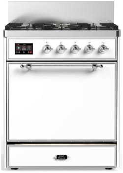 Ilve Majestic III Collection UM30QNR3WHCLP - 30 inch Dual Fuel Range with 5 Black Brass Burners
