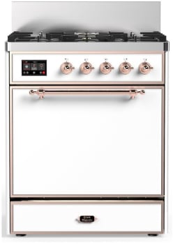 Ilve UM30QNR3WHPLP 30 Inch Freestanding Dual Fuel Range with 5