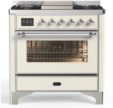 Ilve Majestic III Collection UM36FNR3AWCLP - 36 inch Dual Fuel Range with 6 Black Brass Burners and Griddle