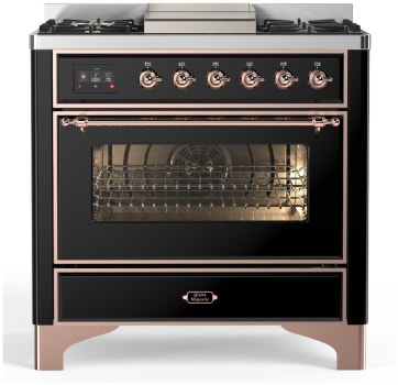 Ilve UM36FNR3BKPLP 36 Inch Freestanding Dual Fuel Range with 6