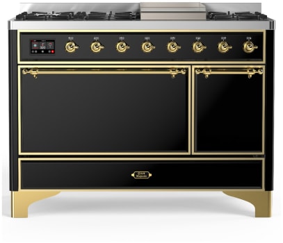 Ilve Majestic III Collection UM48FQNR3BKG - 48 Inch Freestanding Solid Door Dual Fuel Range