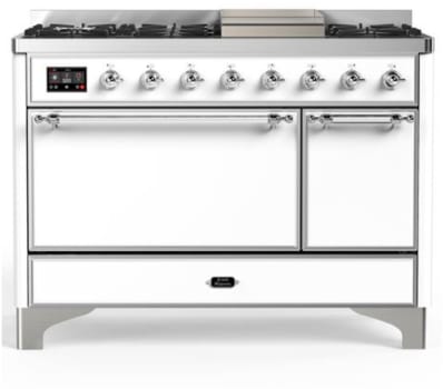Ilve Majestic III Collection UM48FQNR3WHC - 48 Inch Freestanding Solid Door Dual Fuel Range