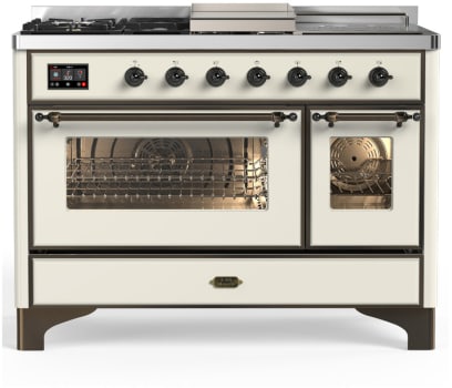 Ilve Majestic III Collection UM48FSNR3AWBLP - 48 Inch Dual Fuel Range with 5 Sealed Burners, Griddle, Frenchtop