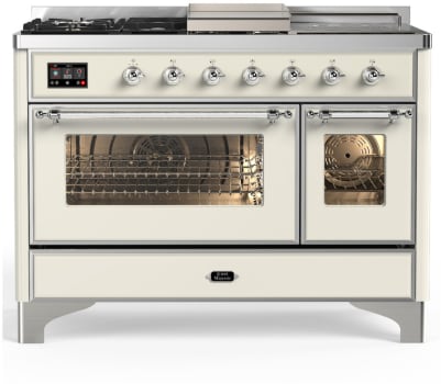 Ilve Majestic III Collection UM48FSNR3AWCLP - 48 Inch Dual Fuel Range with 5 Sealed Burners, Griddle, Frenchtop