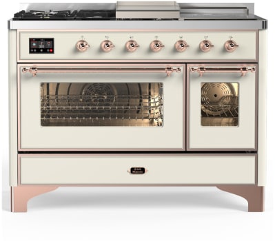 Ilve Majestic III Collection UM48FSNR3AWPLP - 48 Inch Dual Fuel Range with 5 Sealed Burners, Griddle, Frenchtop