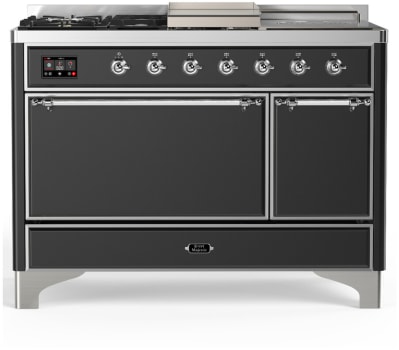 Ilve Majestic III Collection UM48FSQNR3MGCLP - 48 Inch Dual Fuel Range with 5 Sealed Burners, Griddle, Frenchtop