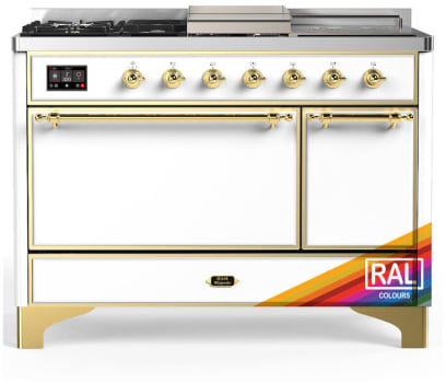 Ilve Majestic III Collection UM48FSQNR3RAGLP - 48 Inch Dual Fuel Range with 5 Sealed Burners, Griddle, Frenchtop