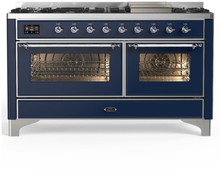 Ilve Majestic III Collection UM60FNR3MBC - 60 Inch Dual Fuel Range with 7 Sealed Burners, Griddle