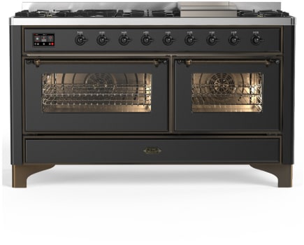 Ilve UM60FNR3MGB 60 Inch Freestanding Dual Fuel Range with 9