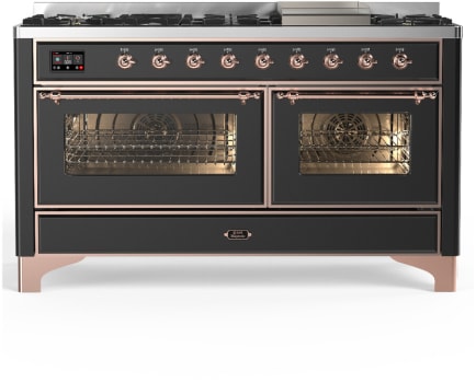 Ilve Majestic III Collection UM60FNR3MGPLP - 60 Inch Dual Fuel Range with 7 Sealed Burners, Griddle