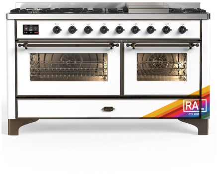 Ilve Majestic III Collection UM60FNR3RAB - 60 Inch Dual Fuel Range with 7 Sealed Burners, Griddle