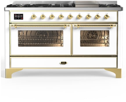 Ilve Majestic III Collection UM60FNR3WHG - 60 Inch Dual Fuel Range with 7 Sealed Burners, Griddle