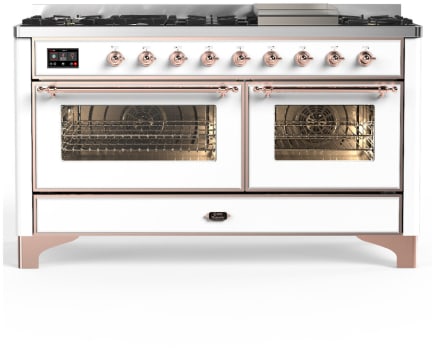Ilve Majestic III Collection UM60FNR3WHPLP - 60 Inch Dual Fuel Range with 7 Sealed Burners, Griddle