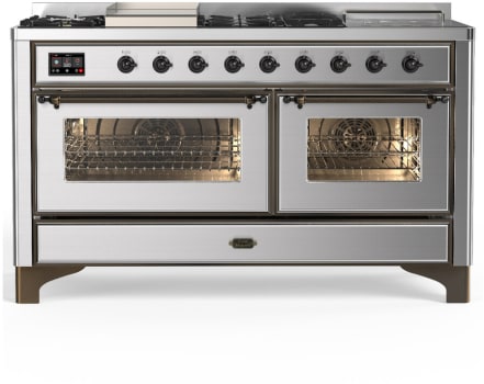 Ilve Majestic III Collection UM60FSNR3SSBLP - Majestic III 60 inch Dual Fuel Range
