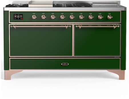 Ilve Majestic III Collection UM60FSQNR3EGP - 60 Inch Dual Fuel Range with 7 Sealed Burners, Griddle, Frenchtop