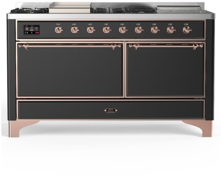 Ilve Majestic III Collection UM60FSQNR3MGPLP - 60 Inch Dual Fuel Range with 7 Sealed Burners, Griddle, Frenchtop