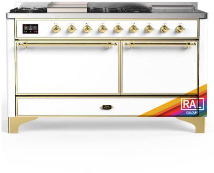 Ilve Majestic III Collection UM60FSQNR3RAGLP - 60 Inch Dual Fuel Range with 7 Sealed Burners, Griddle, Frenchtop