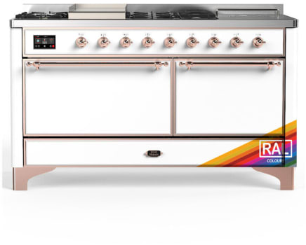 Ilve Majestic III Collection UM60FSQNR3RAPLP - 60 Inch Dual Fuel Range with 7 Sealed Burners, Griddle, Frenchtop